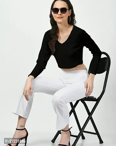 Elegant Black Polyester Solid Top For Women-thumb5