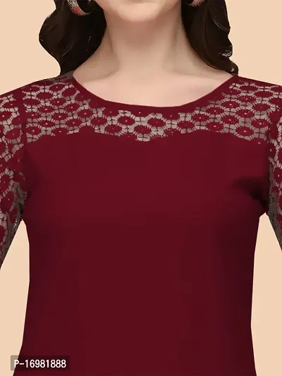 Trendy Maroon Crepe Kurti For Women-thumb4