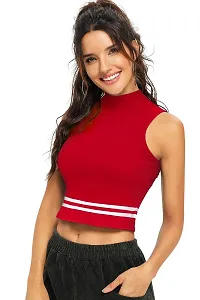 Dream Beauty Fashion Women's High Neck Sleeveless Crop Top Halter Neck Solid Casual Wear (Tipsy-311)-thumb1