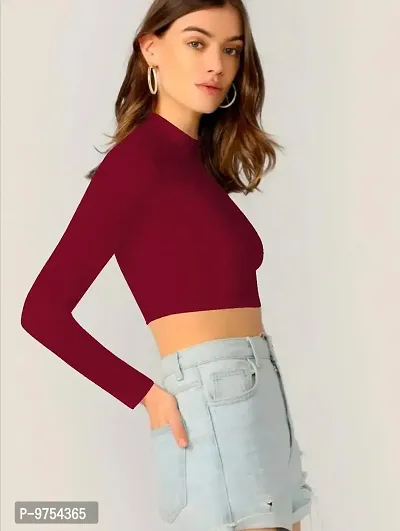 Women's Full Sleeve Round High Neck Top-thumb2