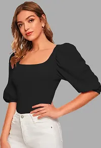 Women's Puff/Baloon Sleeves Square Neck Casual Top-thumb4