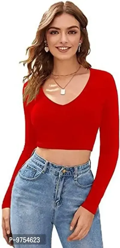 Dream Beauty Fashion Polyester Blend Full Sleeves Crop Top (15 Inches)-thumb0