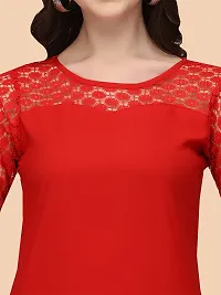 Trendy Red Crepe Kurti For Women-thumb3