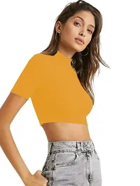 Dream Beauty Fashion Polyester Blend Turtle Neck Crop Top (15 Inches)-thumb3