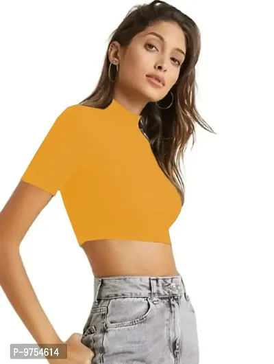 Dream Beauty Fashion Polyester Blend Turtle Neck Crop Top (15 Inches)-thumb4