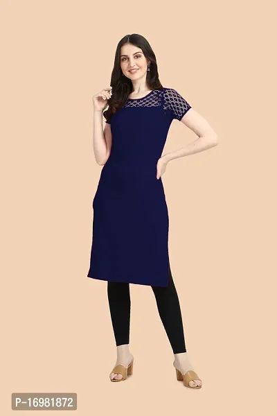 Trendy Blue Crepe Kurti For Women