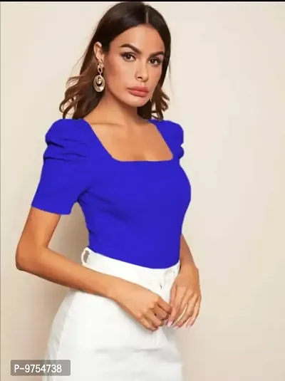 Women's Puff/Baloon Sleeves Square Neck Casual Top-thumb2