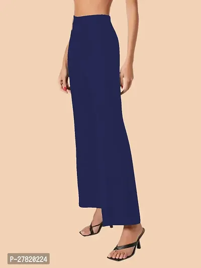 Elegant Navy Blue Polyester Solid Trousers For Women-thumb2