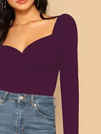 Elegant Purple Polyester Solid Top For Women-thumb4