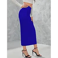 Stylish Casual Polyester Blend With Side Slit Royal Blue Skirt For Women-thumb4