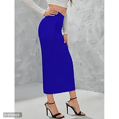 Stylish Casual Polyester Blend With Side Slit Royal Blue Skirt For Women-thumb5