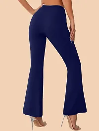 Elegant Navy Blue Polyester Solid Trousers For Women-thumb2