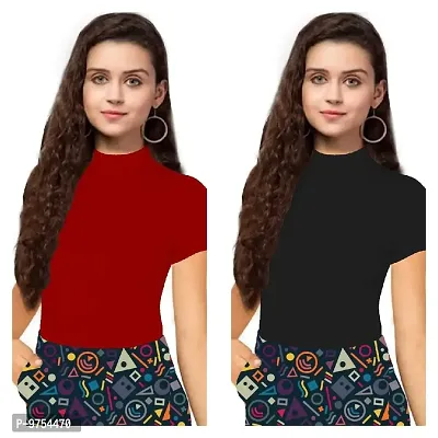 Dream Beauty Fashion Women's Half Sleeve Casual Solid Top Pack of 2