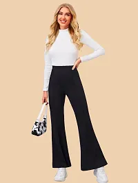 Elegant Black Polyester Solid Trousers For Women-thumb4