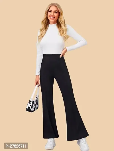 Elegant Black Polyester Solid Trousers For Women-thumb5