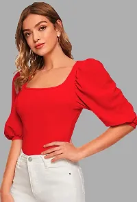 Women's Puff/Baloon Sleeves Square Neck Casual Top-thumb4