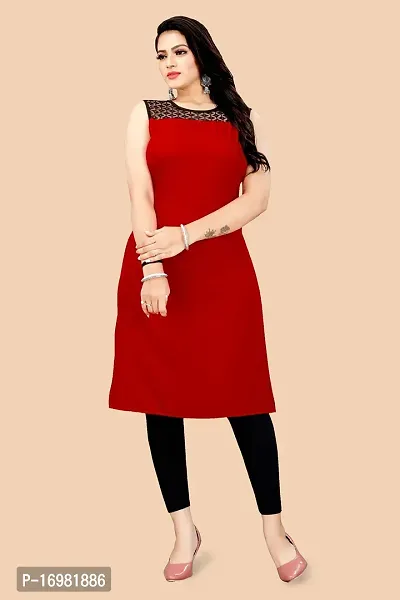 Trendy Red Crepe Kurti For Women