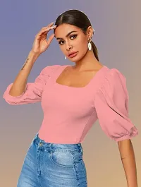 Dream Beauty Fashion Women's Puff/Baloon Sleeves Square Neck Casual Top (Top-EVA-2)-thumb3