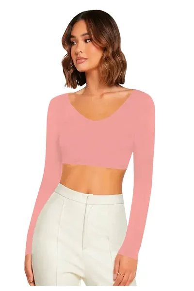 Women Casual Full Sleeves Polyster Crop Top