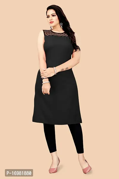 Trendy Black Crepe Kurti For Women-thumb0