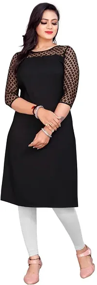 Stylish Straight Black Embellished Crepe Kurta For Women Pack Of 2-thumb1