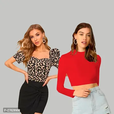 Elegant Polyester Printed Top For Women- Pack Of 2