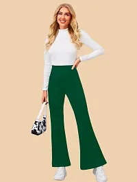 Elegant Green Polyester Solid Trousers For Women-thumb4