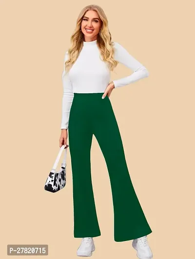 Elegant Green Polyester Solid Trousers For Women-thumb5