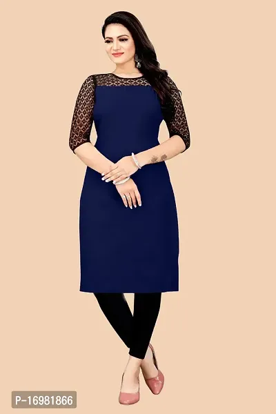 Trendy Blue Crepe Kurti For Women-thumb4