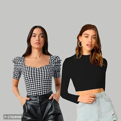 Elegant Polyester Checked Top For Women- Pack Of 2-thumb0