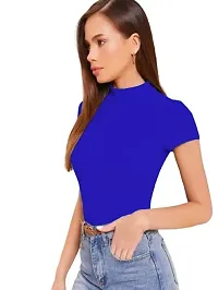 Dream Beauty Fashion Women's Half Sleeve Casual Solid Top (Small, Royal Blue)-thumb1