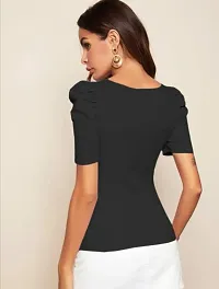 Women's Puff Sleeve Top Square Neck  Elegant Casual Top-thumb4