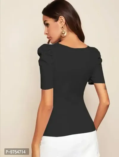 Women's Puff Sleeve Top Square Neck  Elegant Casual Top-thumb5