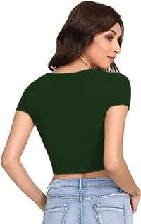 Dream Beauty Fashion Women's Casual Short Sleeves Round Neck Polyster Blend Crop Top (17 Inches)-thumb1