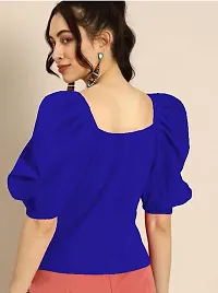 Dream Beauty Fashion Women's Puff/Baloon Sleeves V-Neck Casual Top (Top-MG-1)-thumb1