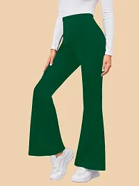 Elegant Green Polyester Solid Trousers For Women-thumb3