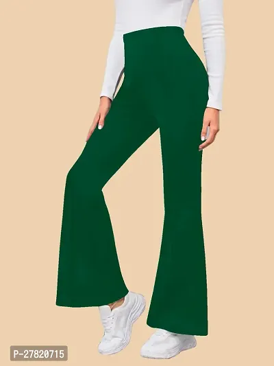 Elegant Green Polyester Solid Trousers For Women-thumb4