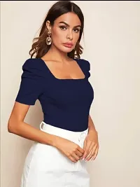 Women's Puff/Baloon Sleeves Square Neck Casual Top-thumb1