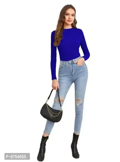 Women Polyester Blend Full Sleeves Crop Top-thumb4