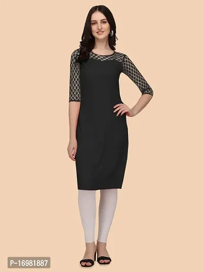 Trendy Black Crepe Kurti For Women-thumb0