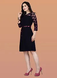 Stylish Black Crepe Solid Above Knee Length Dress For Women-thumb3