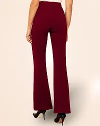 Elegant Maroon Polyester Solid Trousers For Women-thumb3