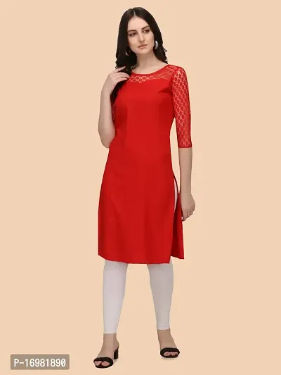 Trendy Red Crepe Kurti For Women-thumb5