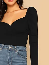 Elegant Black Polyester Solid Top For Women-thumb4