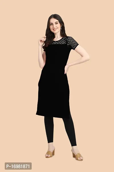 Trendy Black Crepe Kurti For Women-thumb0