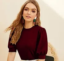 Women's Puff Sleeve Round High Neck Top-thumb1