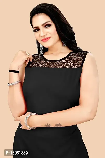 Trendy Black Crepe Kurti For Women-thumb3