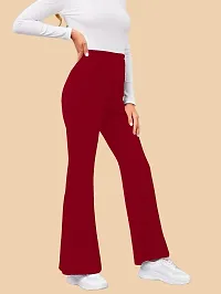 Elegant Maroon Polyester Solid Trousers For Women-thumb4