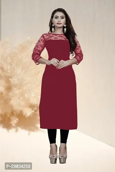 Stylish Maroon Crepe Stitched Kurta For Women-thumb0