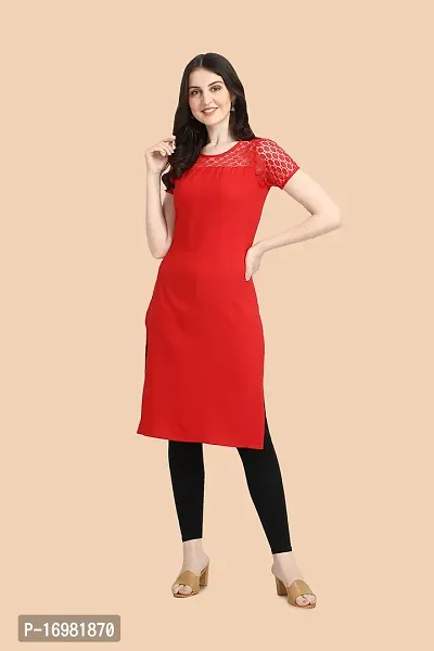 Trendy Red Crepe Kurti For Women-thumb0